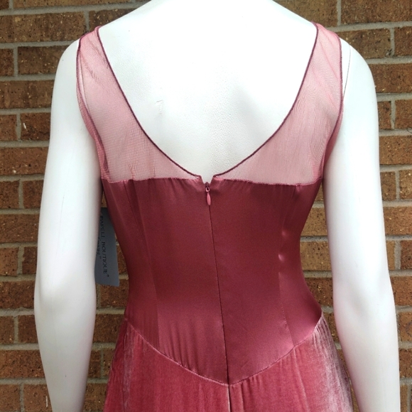 Papell Boutique Evening Dress- Pink Silk Bottom & Sheer Chest Sz 4 - Picture 8 of 10